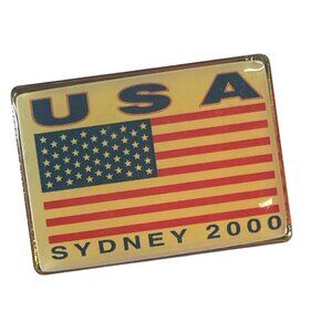 Olympic Collectible USA Flag Hat Pin Sydney 2000 Rectangular Enamel‎ Metal